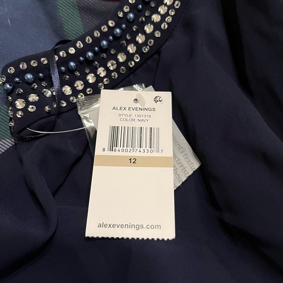 NWT Alex Evenings Women's Cold Shoulder Popover Dress size 12 - Picture 3 of 4